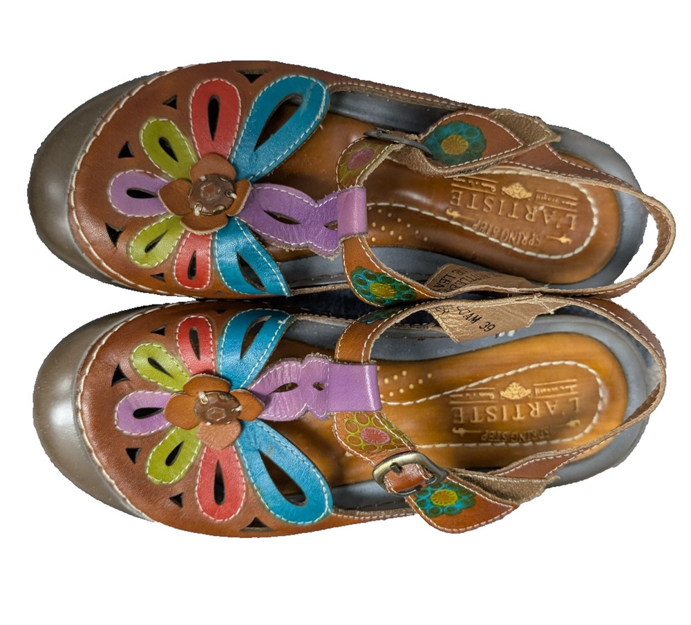 Lartiste Copa Bottlebrush Sandals Womens EU39 Floral Slingback Avant Garde Boho